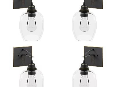 Vintage Wall Sconce With Clear Glass Shade And Black Metal Frame For Indoor Lighting 3d model