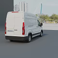 White Commercial Van Exterior Design With Cargo Body And Modern Front