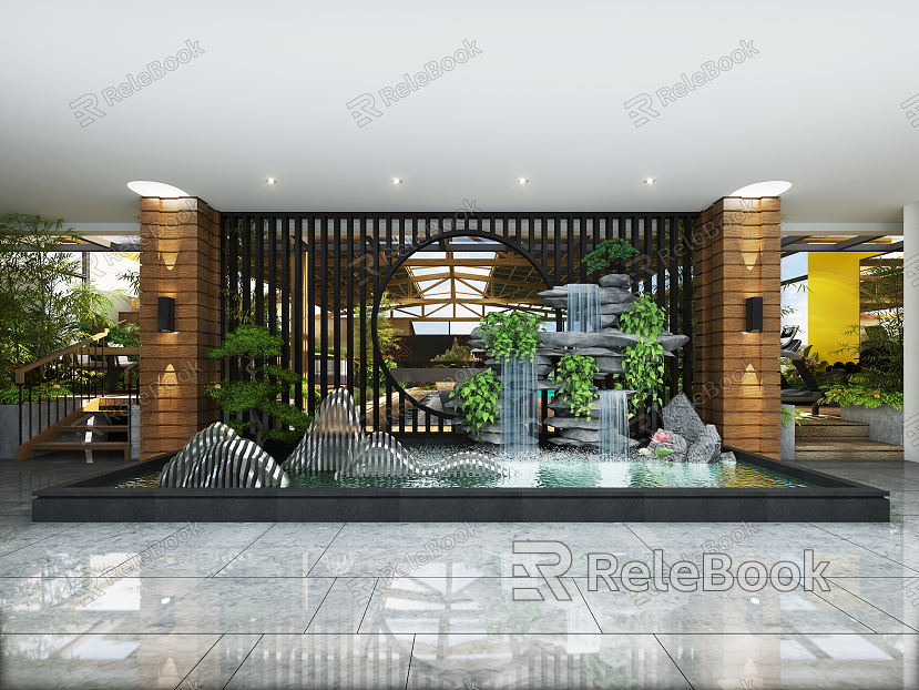 New Chinese Garden Roof Garden Sunshine Room Indoor Landscape Tea Room Green Plant Furniture model