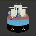 Red And Blue Cargo Ship Carrying Containers For Maersk Line
