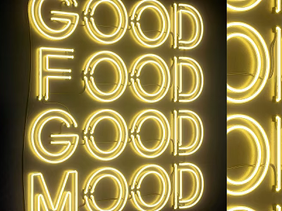 Unique Shaped Wall Lamp With Neon Good Food Mood Letters 3d model