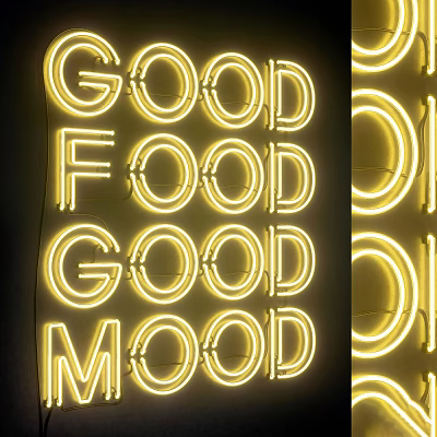 Unique Shaped Wall Lamp With Neon Good Food Mood Letters 3d model
