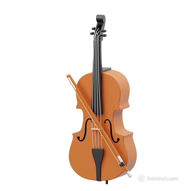 High Quality 3D Rendered Classical Wooden Violin And Bow Musical Instrument 3d model 