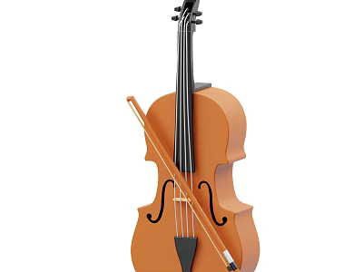 High Quality 3D Rendered Classical Wooden Violin And Bow Musical Instrument 3d model