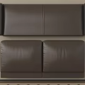 Dark Brown Leather Bed Headboard with Stitched Design Against Light Colored Wall 3d model
