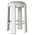 Contemporary Solid Wood Bar Stool With Soft Fabric Upholstered Seat And Round Copper Footrest