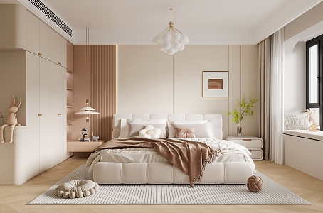 Modern Bedroom Cream Home Bedroom 3d model