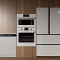 Modern Kitchen Interior With Wooden Walls And White Built In Appliances