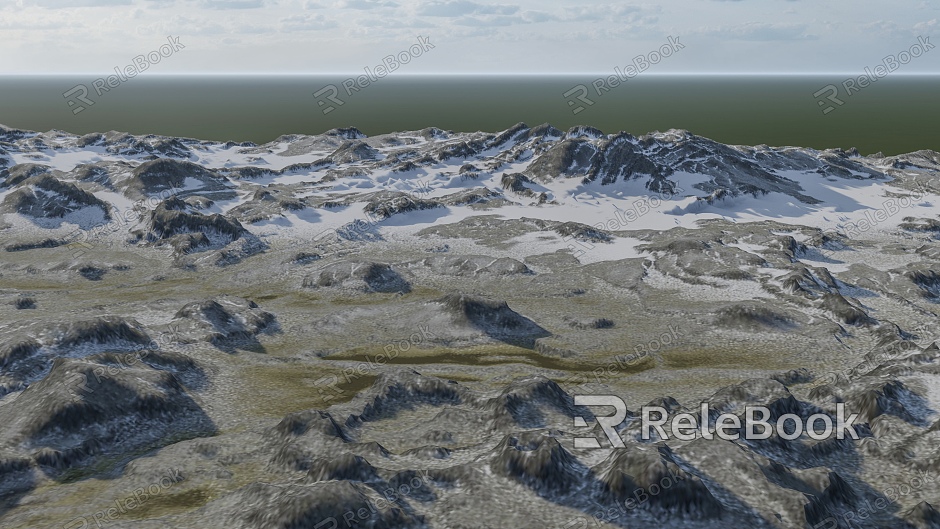 Modern Desert Snow Mountain Landscape model