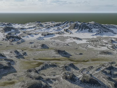 Stunning Scenic View Of Snow Covered Mountains With Rolling Terrain And Vast Open Landscape 3d model