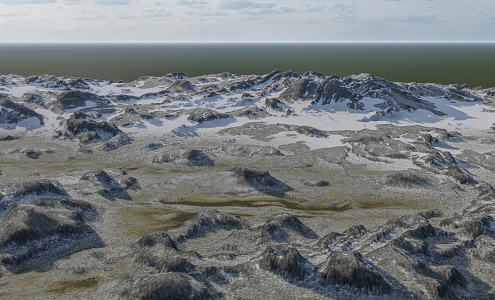 Modern Desert Snow Mountain Landscape 3d model