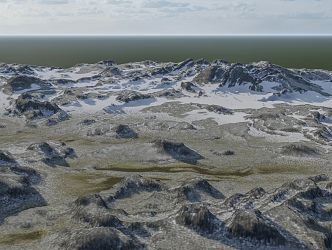 Modern Desert Snow Mountain Landscape 3d model