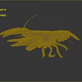 Realistic 3D Lobster Model With Brown Yellow Coloration And Large Claws On Gray Background