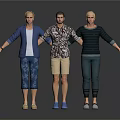 Three Men Standing With Arms Outstretched In Different Casual Outfits