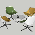 Modern Round Table and Chair Set with Green Yellow White Seats for Living Room