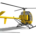 Yellow Single Seat Helicopter Design With Transparent Cockpit Rotors And Landing Gear