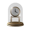 Elegant Round Clock with Transparent Dome Cover Golden Base White Dial and Black Hands