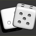 Two White Dice With Black Dots On Smooth Surface And Reflections