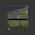 Green Wheeled Trash Bin With Lid For Daily Household Supplies