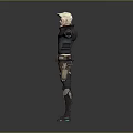 Anime Style 3D Male Character Model With Dark Outfit Belt And Boots Arms Outstretched