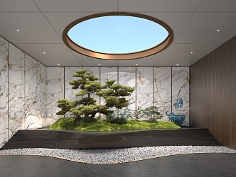 New Chinese style landscape sketch courtyard landscape 3d model