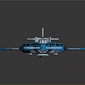 Futuristic Blue Sci Fi Spaceship With Transparent Cockpit And Multi Wing Design 3d model