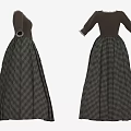 Vintage Brown Plaid Check Dress With Square Neckline Long Sleeves And Flowy Skirt