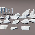 Natural White Stones And Wooden Pieces In Various Shapes And Sizes
