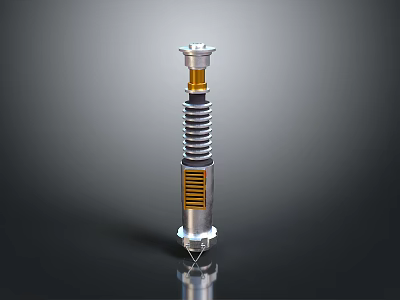 Sci Fi Weapon Design Featuring Silver Gold Black Spiral Structure And Heat Sink 3d model