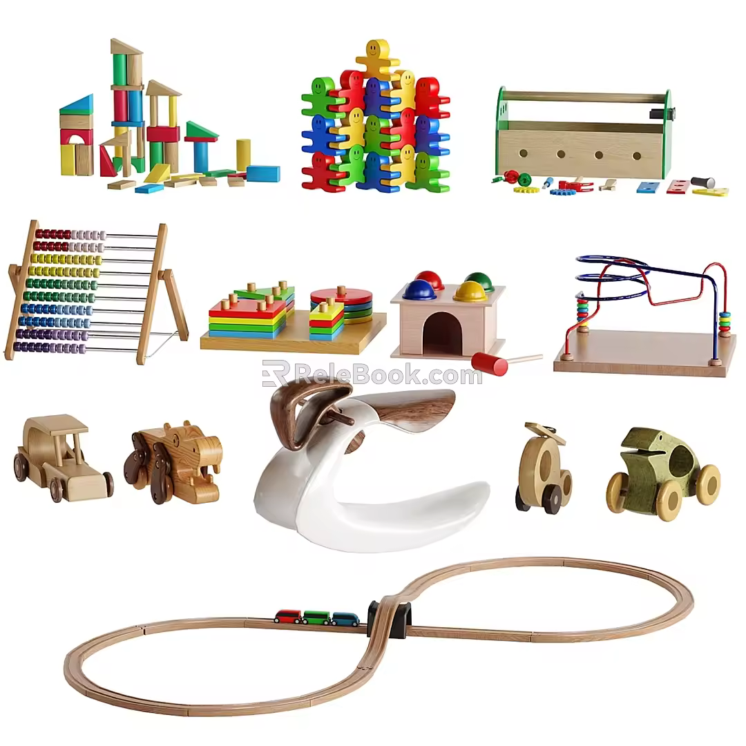 Building block toy Trojan toy train 3d model