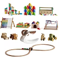 Building block toy Trojan toy train 3d model