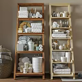 Bathroom Accessories Storage With Wooden Shelves Towels Jars And Containers Organizer
