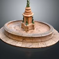 Outdoor Stone Decorative Fountain With Circular Base And Layered Statue Design