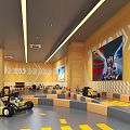 Indoor Amusement Park With Go Karts Colorful Interior And Track Design