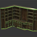 Classic Wooden Corner Bookcase With Multiple Shelves Drawers And Storage Cabinets