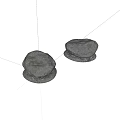 Pair of Natural Looking Gray Rockery Stones With Outdoor Decorative Base