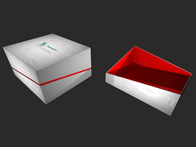Decorative Ornament Set Box With White Exterior Red Interior Closed And Open Design 3d model