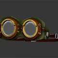 Steampunk Goggles With Green Frame Red Accents Gold Lenses And Leather Straps