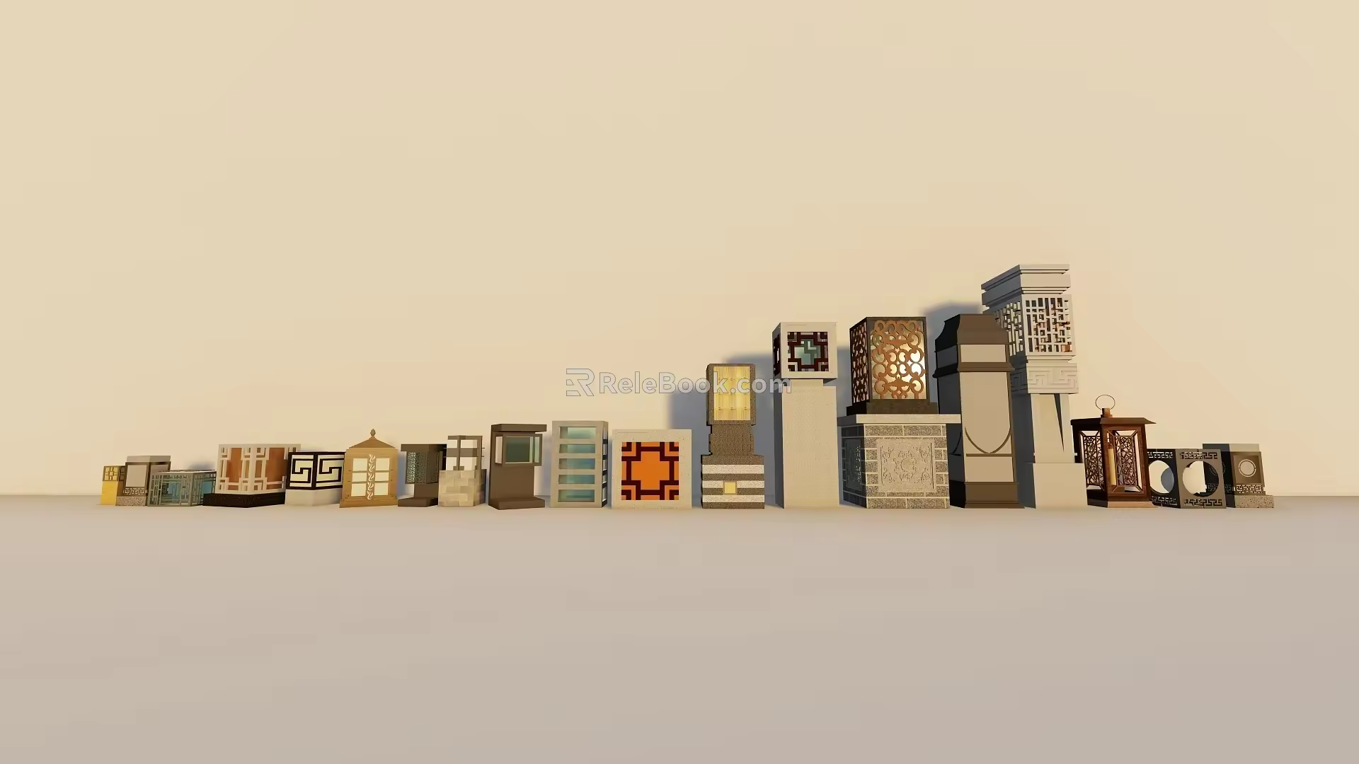 New Chinese-style Low Landscape Lamp 3d model