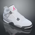 White Sports Sneakers With Red Logo And Gray Decorative Design Details