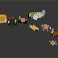 Multiple Male Characters In Minecraft Inspired Pixel Art Standing On Dark Reflective Surface 3d model