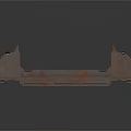 Rusty Train Flatbed Car with Metal Structure Wheels and Connection Parts
