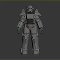 Detailed Silver Metallic Robot With Full Body Armor Standing In Reflective Surface