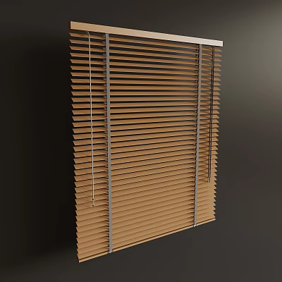 Brown Wooden Window Blinds With Adjustable Slats For Home Interior Decoration 3d model