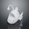 White Fish Shaped Furniture Decor With Shiny Surface Open Mouth And Curved Top Fin