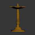 Traditional Golden Decorative Lamp With Star Shaped Top And Intricate Columnar Base
