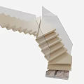 Modern Staircase With Glass Railing Light Colored Steps And Marble Base 3d model