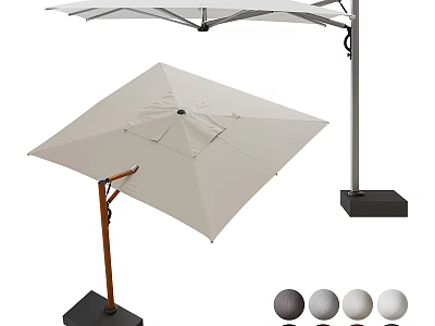 Outdoor Square Patio Umbrella With Wooden Stand Metal Base And Multiple Color Options 3d model