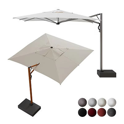 Outdoor Square Patio Umbrella With Wooden Stand Metal Base And Multiple Color Options 3d model