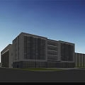 Modern Industrial Factory Exterior With Numbered Units 3 2 Large Windows Trees Parking And People